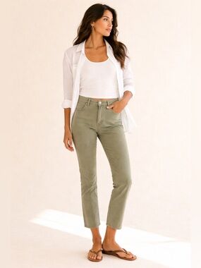 Anthropologie x AG Mari Crop Jeans High Rise Straight Dry Rosemary Sz 30